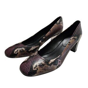 Donald J Pliner Corin Snake Print Block Heel Pump In Plum Sz 8M